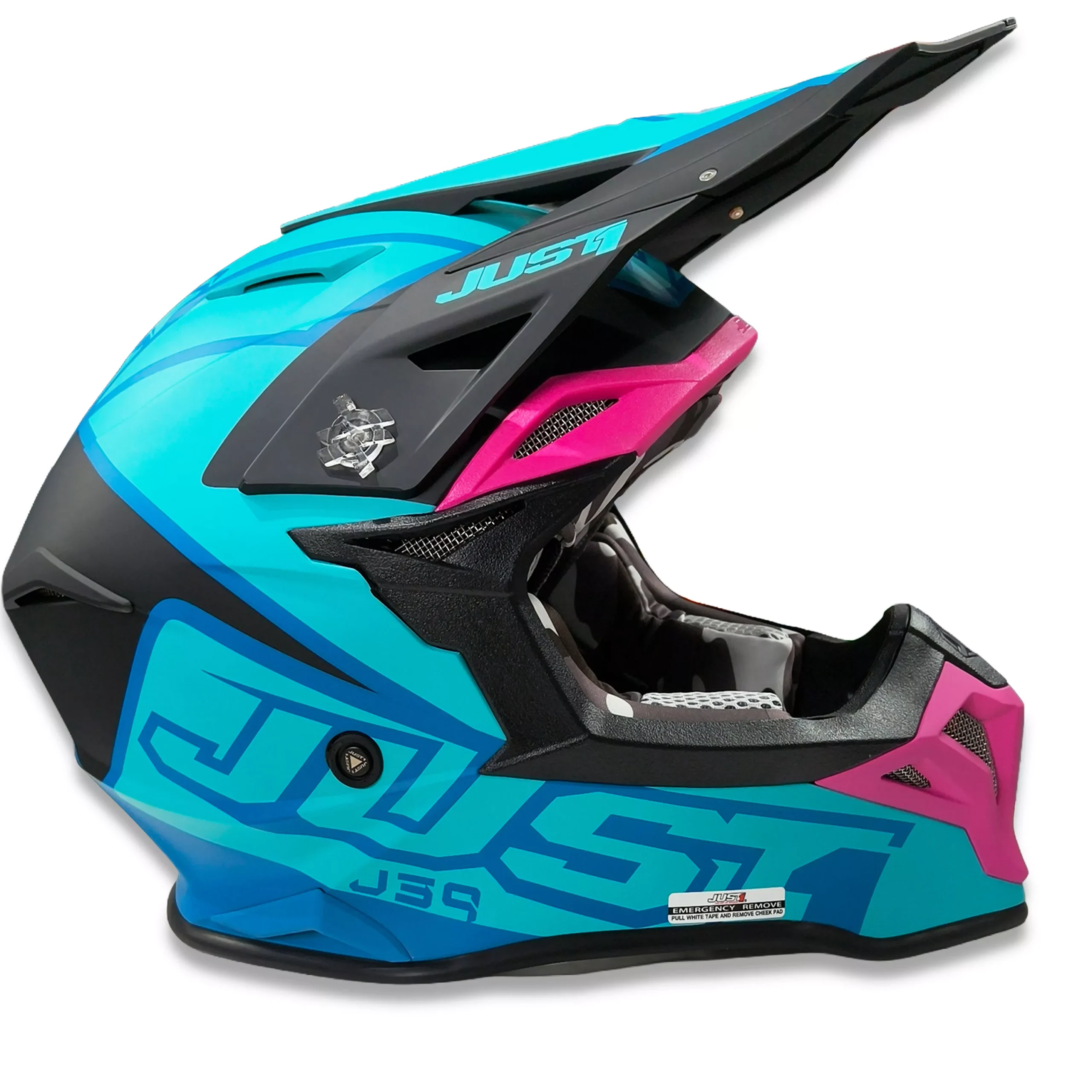 Casco Just1 Thruster J39 + Antiparra - Celeste/Rosa - Imagen 6