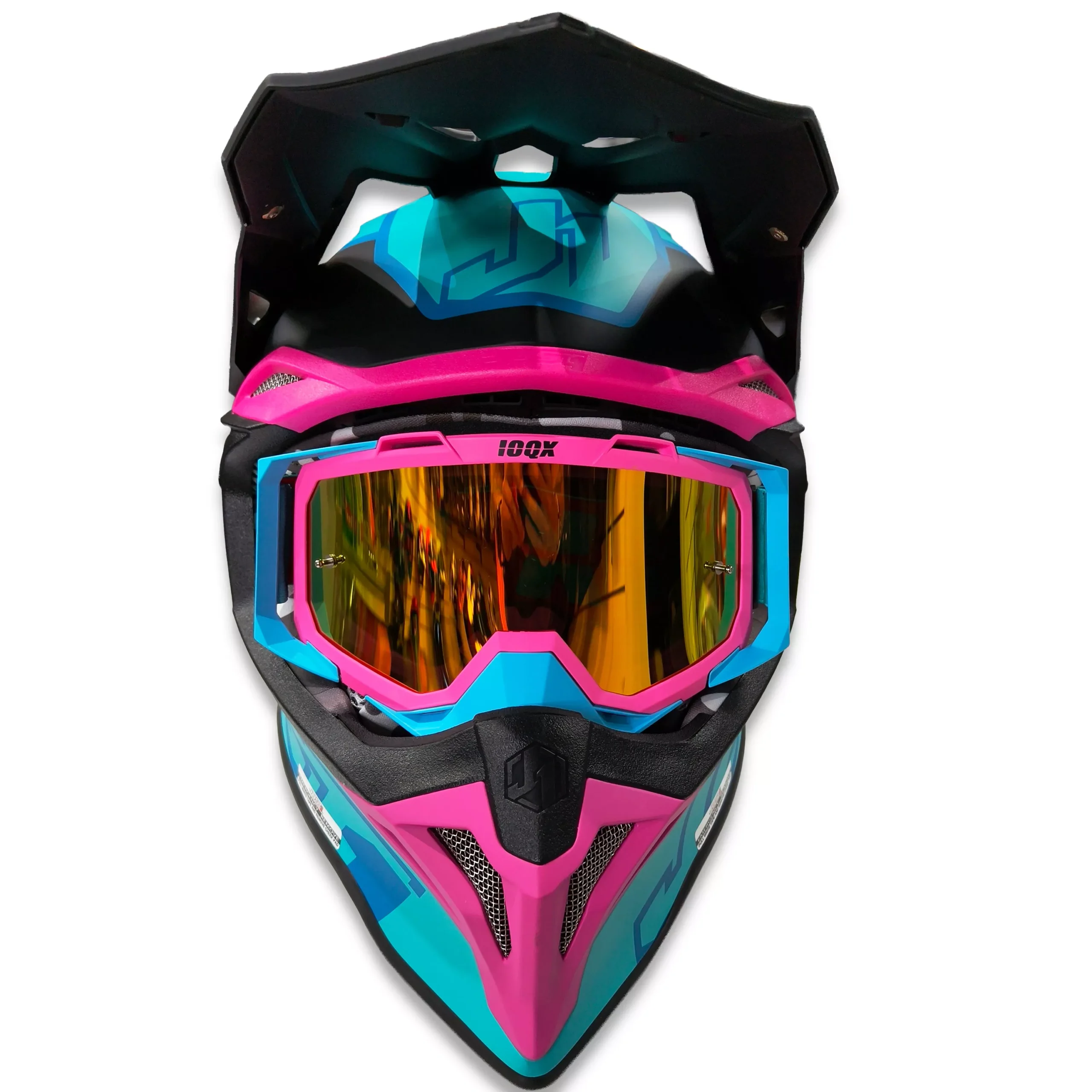 Casco Just1 Thruster J39 + Antiparra - Celeste/Rosa - Imagen 4