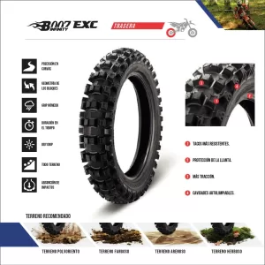 cubierta para moto Borilli Trasera Enduro Cross Country 100/90-17 EXC