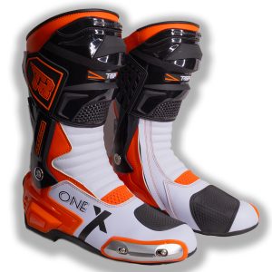 Botas para moto de Pista TR X-one naranja/blanco