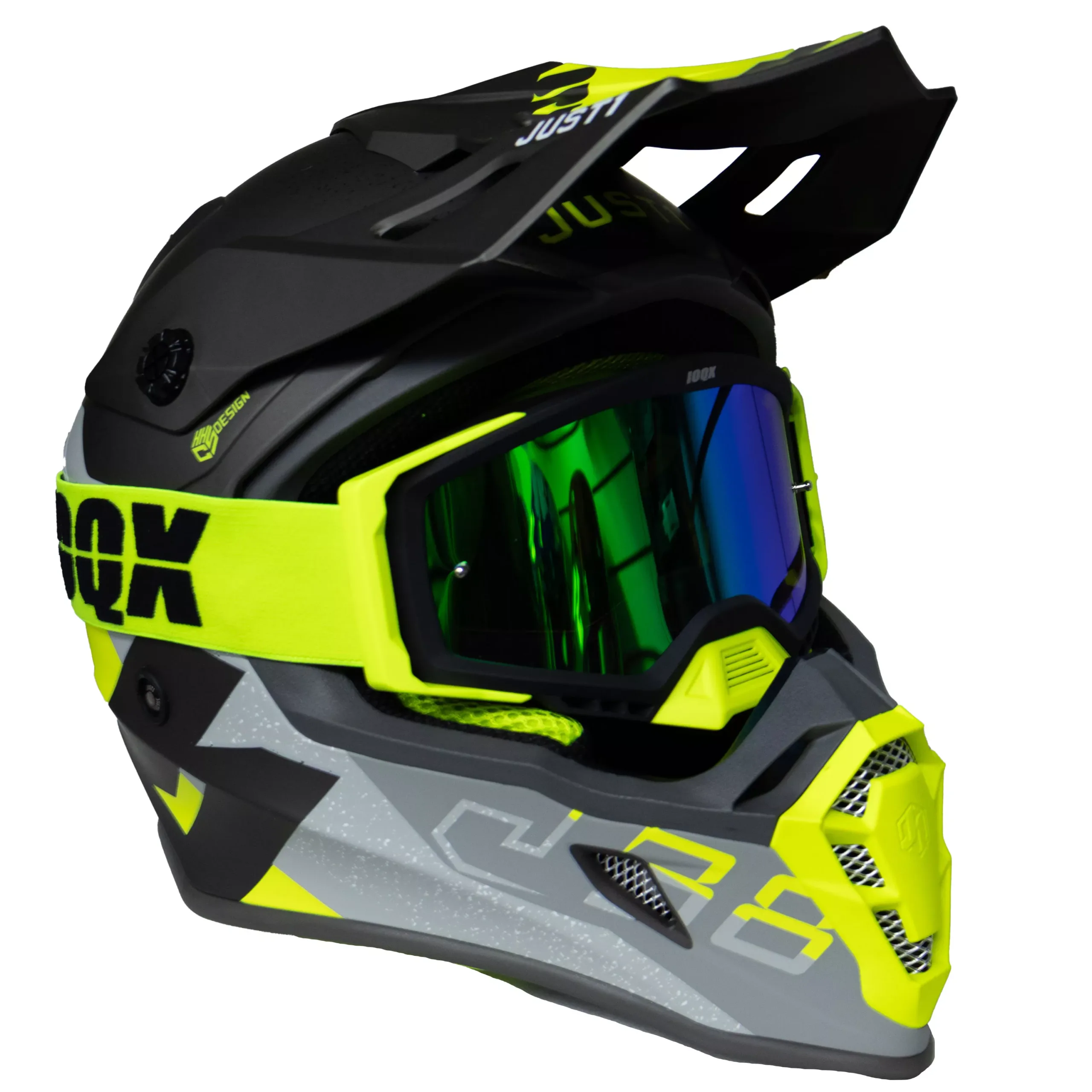 Casco Just1 Korner J38 + Antiparra - Amarillo Fluor/Gris - Imagen 3