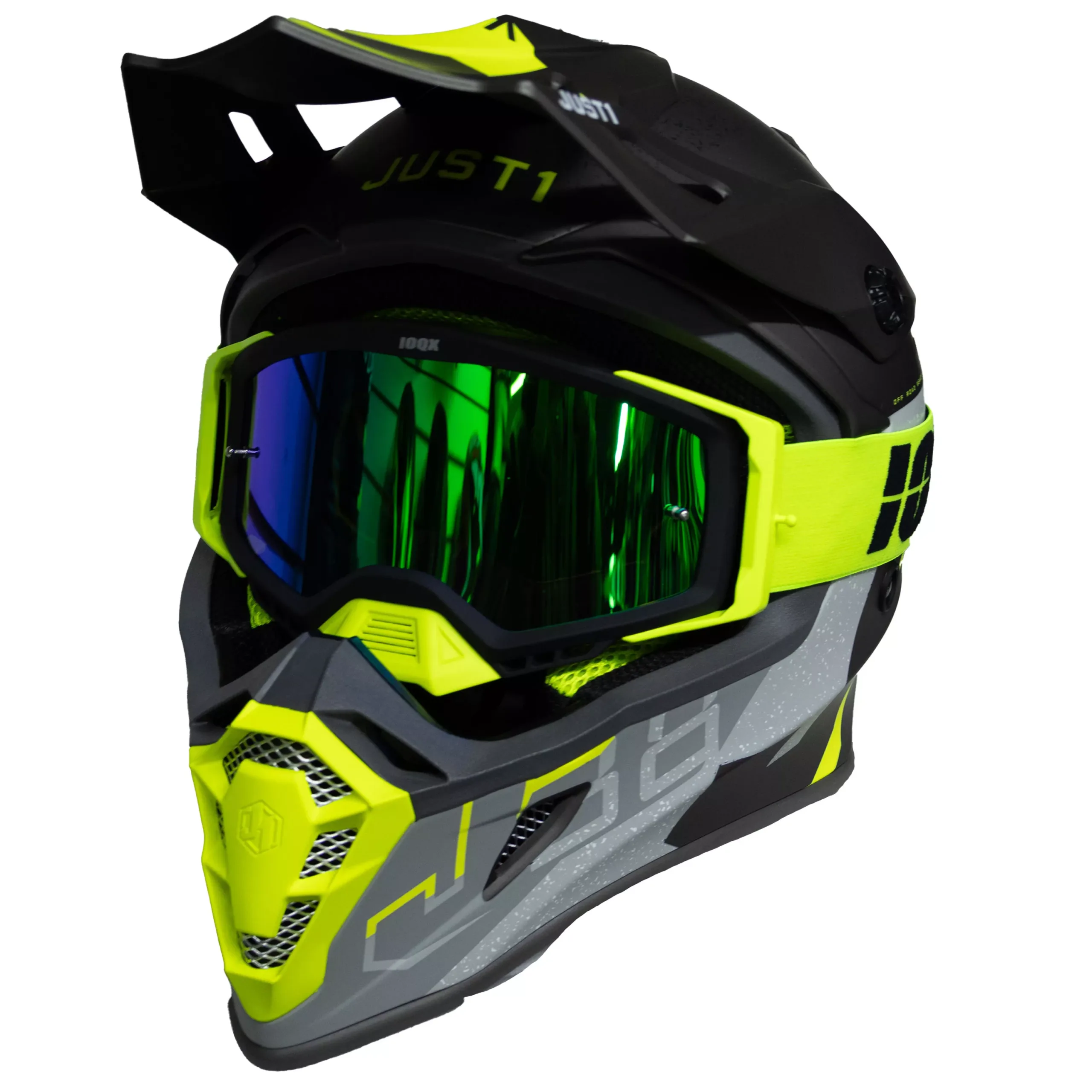 Casco Just1 Korner J38 + Antiparra - Amarillo Fluor/Gris - Imagen 2