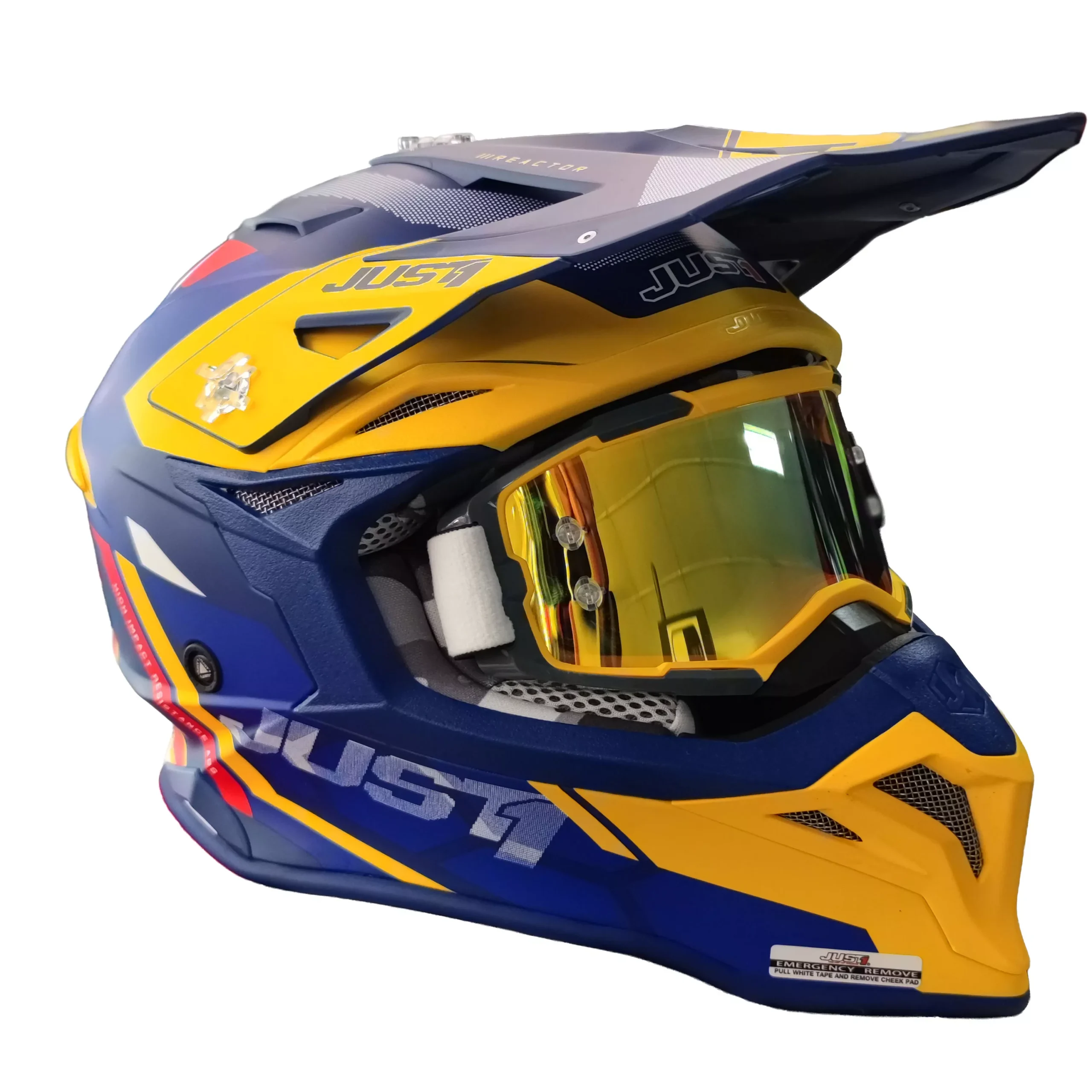 Casco Just1 Reactor J39 + Antiparra - Amarillo/Azul