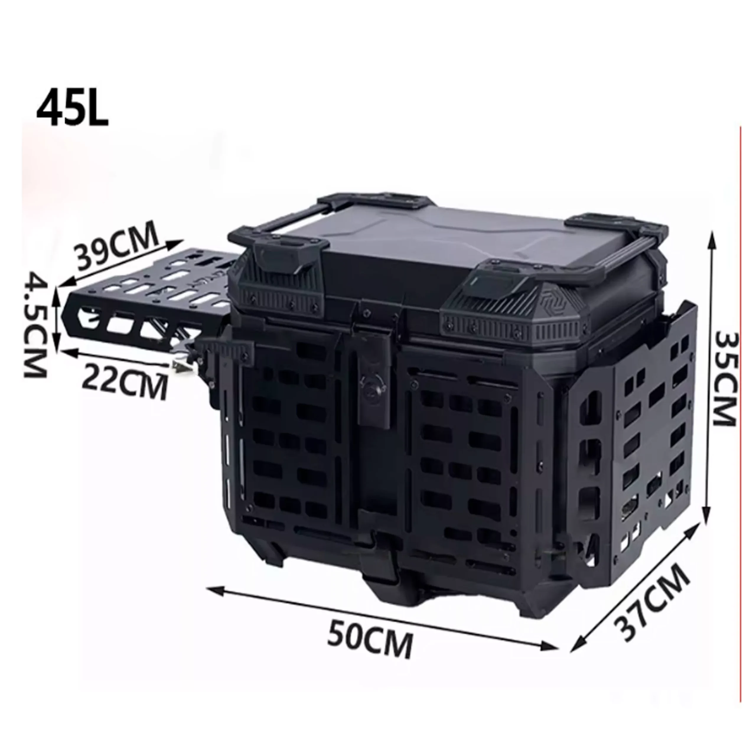 Baul Desmontable Aluminio 45L Con Reja - Negro/Plata - Imagen 2