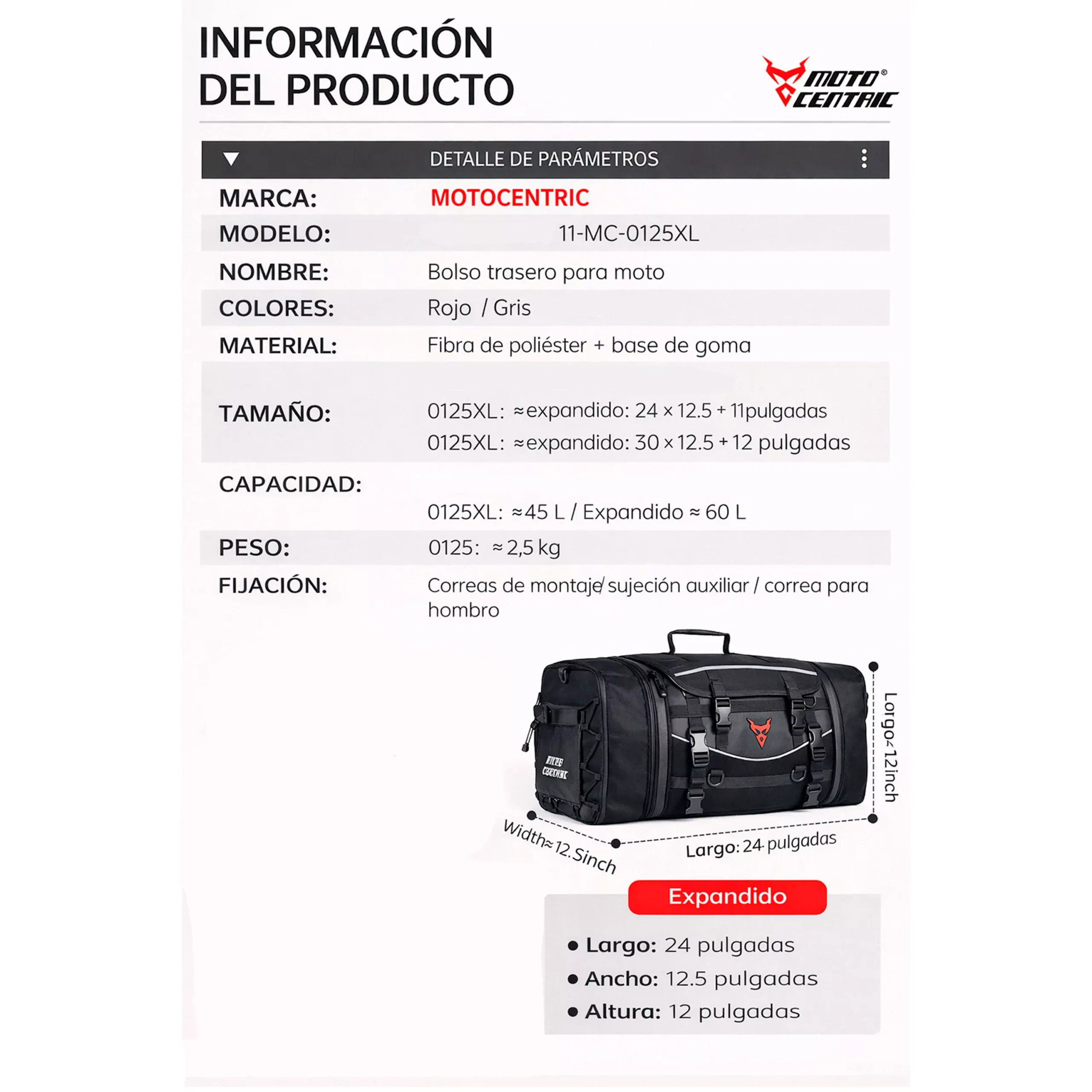 Bolso de Viaje Cola 65L - Motocentric - Imagen 6