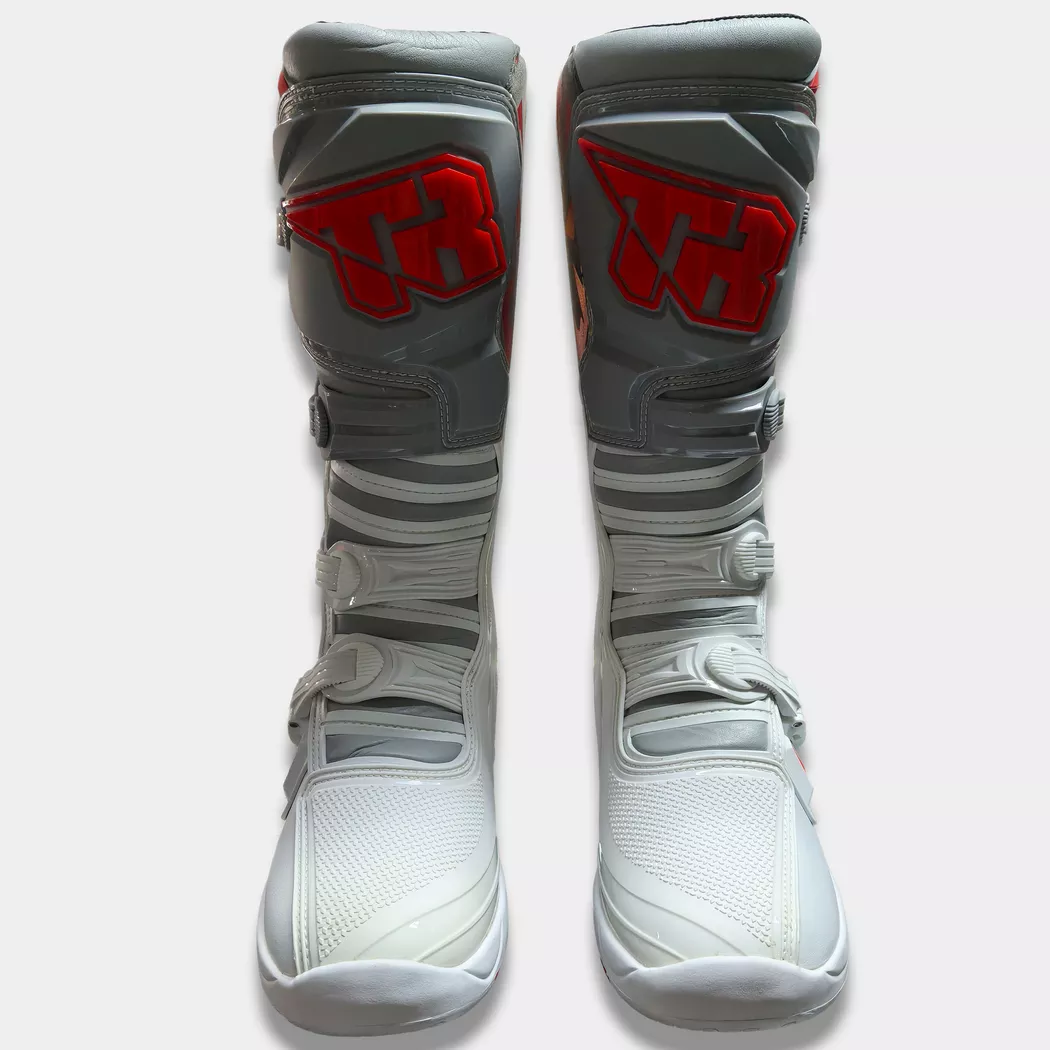 Botas Motocross Enduro Tiger Racing T3 Blanco/Gris - Imagen 2