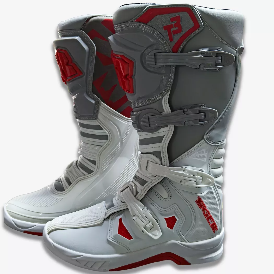 Botas Motocross Enduro Tiger Racing T3 Blanco/Gris - Imagen 4