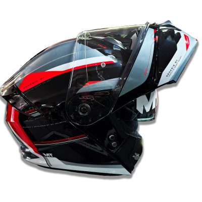 CASCO MT Rebatible Genesis Raccon - Gris/Rojo