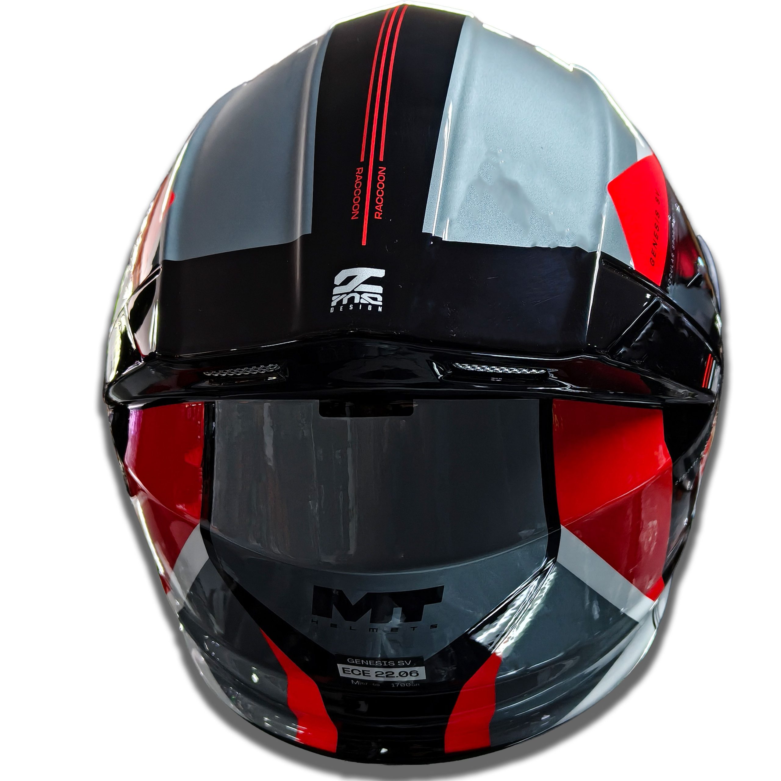 CASCO MT Rebatible Genesis Raccon - Gris/Rojo - Imagen 4
