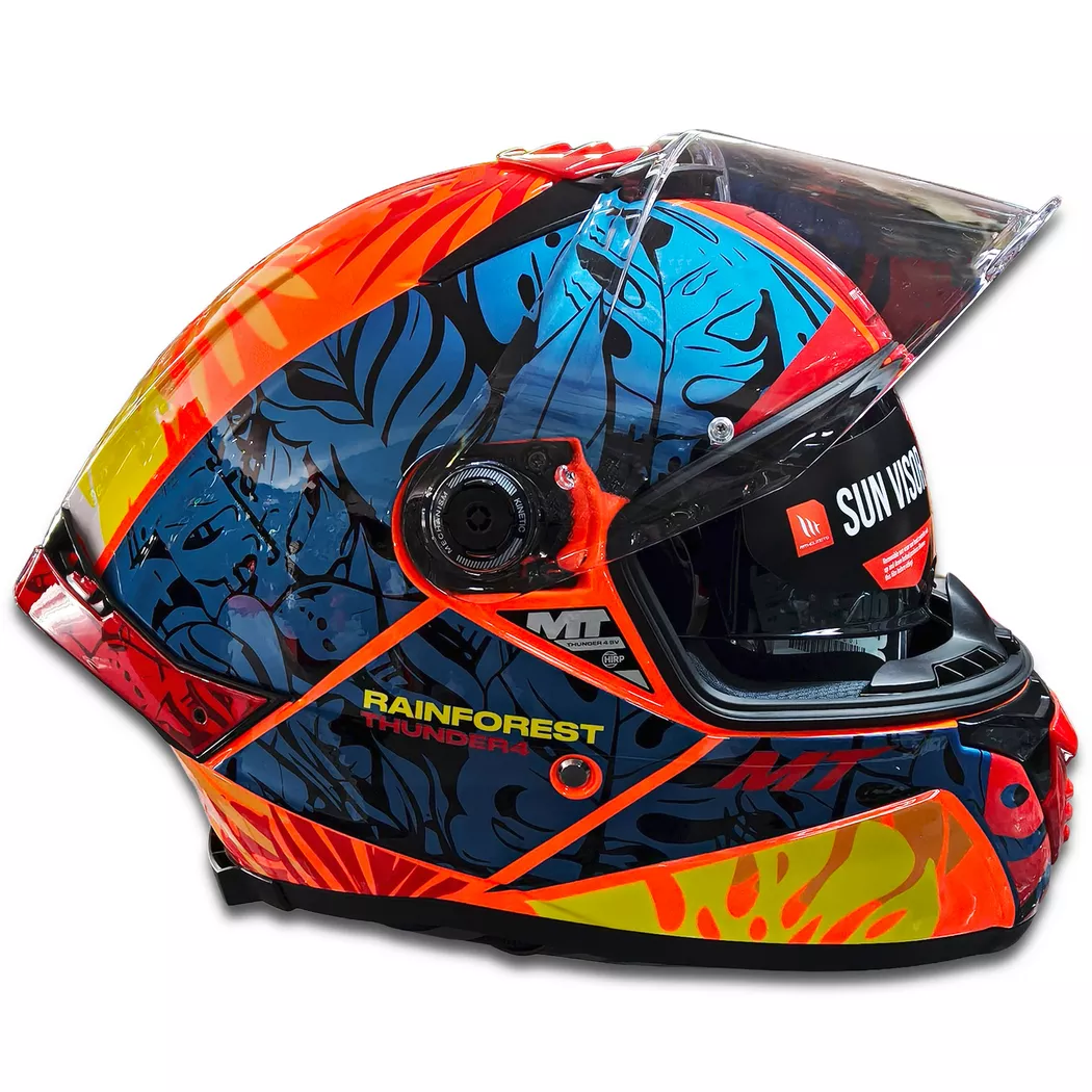 Casco MT THUNDER 4 Rainforest - Naranja/Azul Brillo
