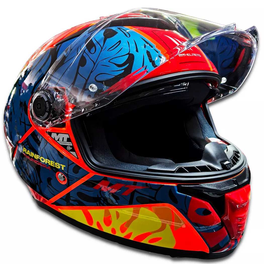 Casco MT THUNDER 4 Rainforest - Naranja/Azul Brillo - Imagen 3