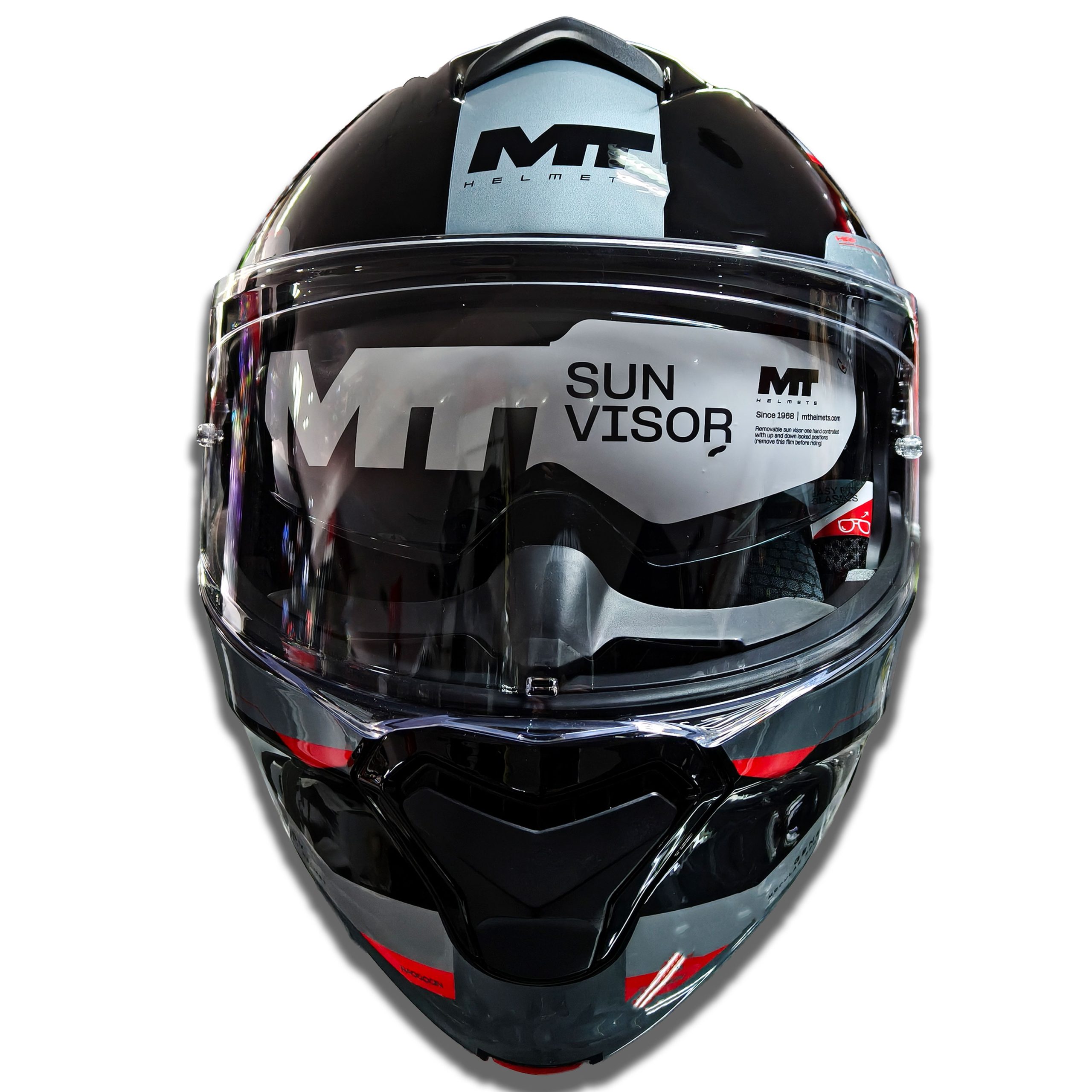 CASCO MT Rebatible Genesis Raccon - Gris/Rojo - Imagen 3