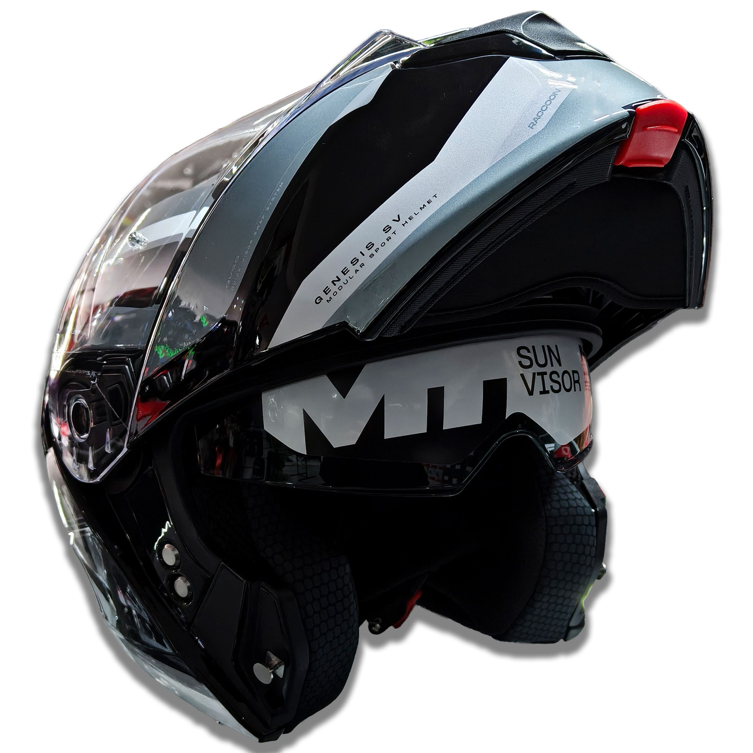 CASCO MT Rebatible Genesis Raccon - Gris/Blanco - Imagen 2