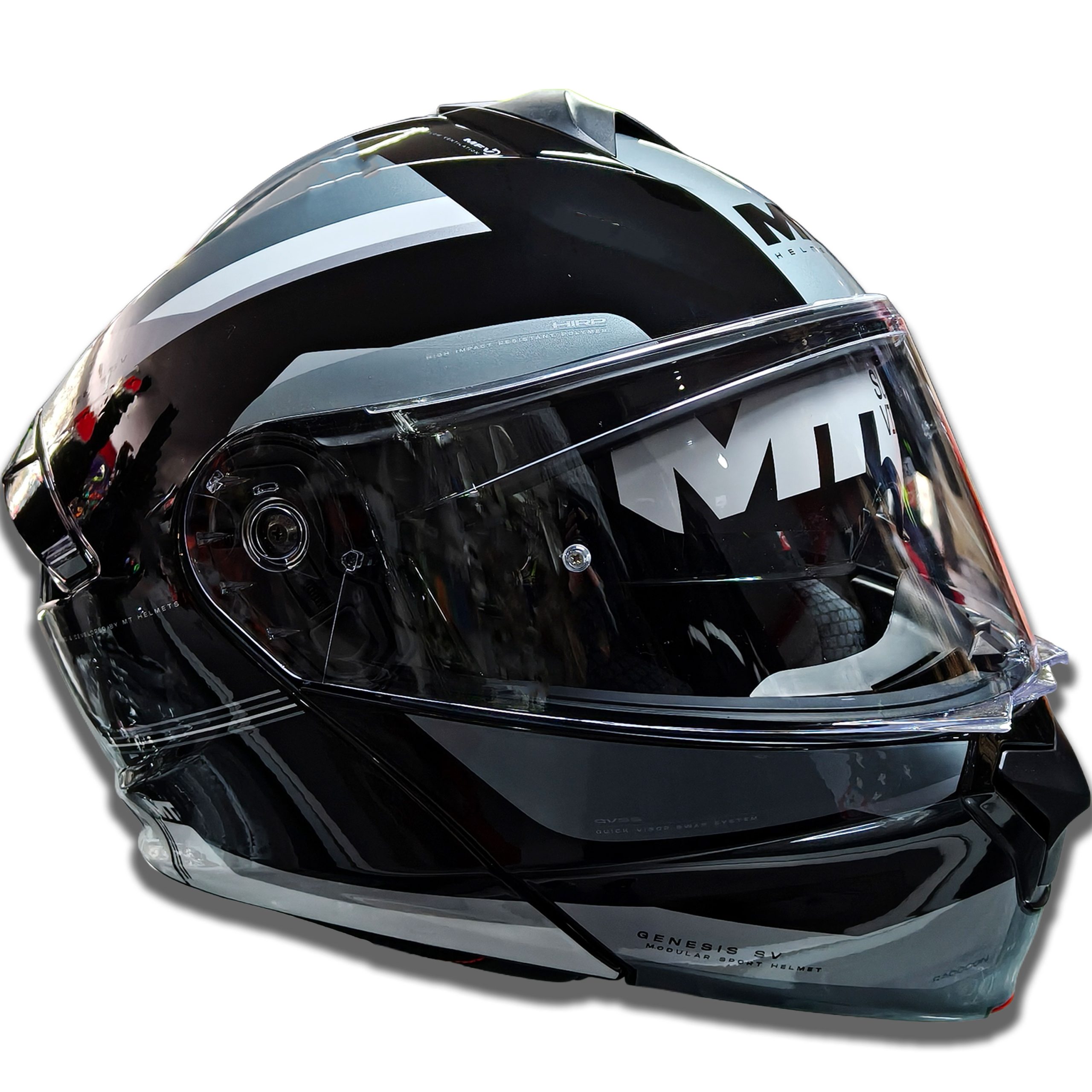 CASCO MT Rebatible Genesis Raccon - Gris/Blanco - Imagen 5